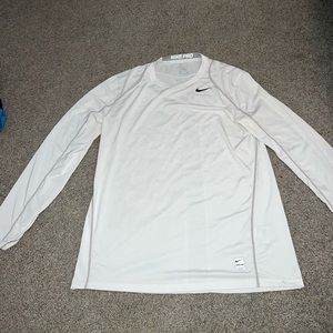 Nike pro long sleeve white shirt athletic